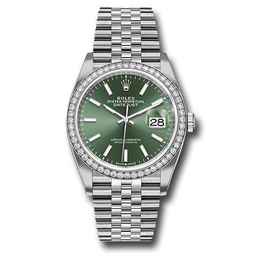 Đồng hồ Rolex White Rolesor Datejust Diamond Bezel Mint Green Index Dial Jubilee Bracelet 126284rbr mgij 36mm