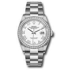 Đồng hồ Rolex Steel Datejust Diamond Bezel White Roman Dial Oyster Bracelet 126284RBR wro 36mm