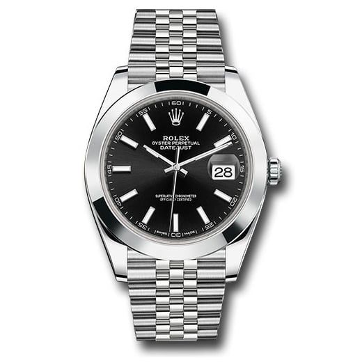Đồng hồ Rolex Steel Datejust Smooth Bezel Black Index Dial Jubilee Bracelet 126300 bkij 41mm