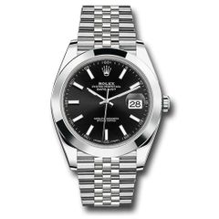 Đồng hồ Rolex Steel Datejust Smooth Bezel Black Index Dial Jubilee Bracelet 126300 bkij 41mm