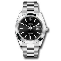 Đồng hồ Rolex Steel Datejust Smooth Bezel Black Index Dial Oyster Bracelet 126300 bkio 41mm