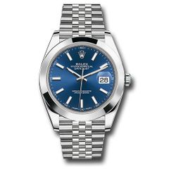 Đồng hồ Rolex Steel Datejust Smooth Bezel Blue Index Dial Jubilee Bracelet 126300 Blij 41mm