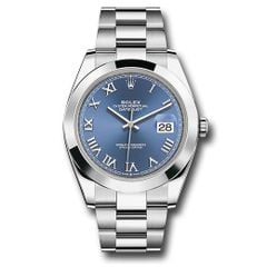 Đồng hồ Rolex Steel Datejust Smooth Bezel Blue Roman Dial Oyster Bracelet 126300 blro 41mm