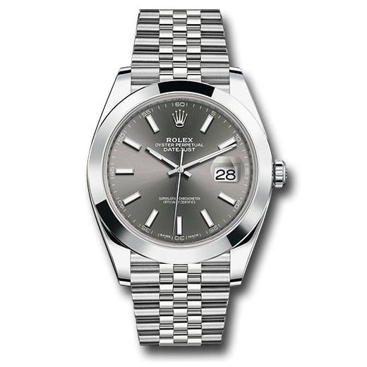 Đồng hồ Rolex Steel Datejust Smooth Bezel Dark Rhodium Index Dial Jubilee Bracelet 126300 dkrij 41mm