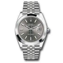 Đồng hồ Rolex Steel Datejust Smooth Bezel Dark Rhodium Index Dial Jubilee Bracelet 126300 dkrij 41mm