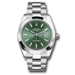 Đồng hồ Rolex Oystersteel Datejust Smooth Bezel Mint Green Index Dial Oyster Bracelet 126300 mgio 41mm