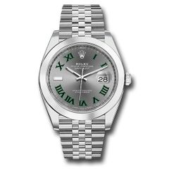 Đồng hồ Rolex Steel Datejust Smooth Bezel Slate Green Roman Dial Jubilee Bracelet 126300 slgrj 41mm