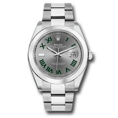Đồng hồ Rolex Steel Datejust Smooth Bezel Slate Green Roman Dial Oyster Bracelet 126300 slgro 41mm