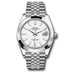 Đồng hồ Rolex Steel Datejust Smooth Bezel White Index Dial Jubilee Bracelet 126300 wij 41mm