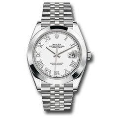 Đồng hồ Rolex Steel Datejust Smooth Bezel White Roman Dial Jubilee Bracelet 126300 wrj 41mm