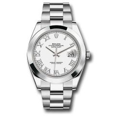 Đồng hồ Rolex Steel Datejust Smooth Bezel White Roman Dial Oyster Bracelet 126300 wro 41mm