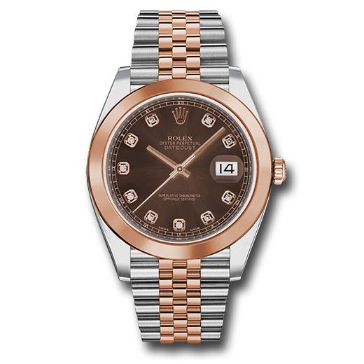 Đồng hồ Rolex Steel & Everose Rolesor Datejust Smooth Bezel Chocolate Diamond Dial Jubilee Bracelet 126301 chodj 41mm