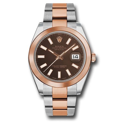 Đồng hồ Rolex Steel & Everose Rolesor Datejust Smooth Bezel Chocolate Index Dial Oyster Bracelet 126301 choio 41mm