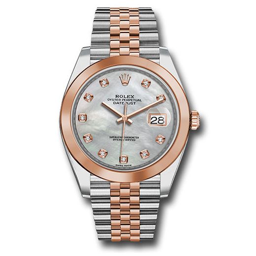 Đồng hồ Rolex Steel & Everose Gold Rolesor Datejust Smooth Bezel Mother-of-Pearl Diamond Dial Jubilee Bracelet 126301 mdj 41mm