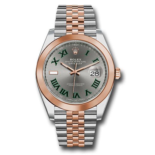 Đồng hồ Rolex Steel & Everose Gold Rolesor Datejust Smooth Bezel Slate Gray Green Roman Wimbledon Dial Jubilee Bracelet 126301 slgrj 41mm