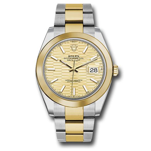 Đồng hồ Rolex Yellow Rolesor Datejust Smooth Bezel Golden Fluted Motif Index Dial Oyster Bracelet 126303 gflmio 41mm