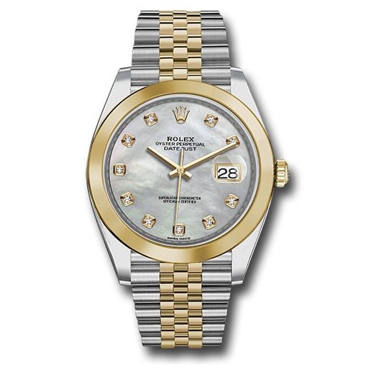 Đồng hồ Rolex Steel & Yellow Gold Rolesor Datejust Smooth Bezel Mother-of-Pearl Diamond Dial Jubilee Bracelet 126303 mdj 41mm