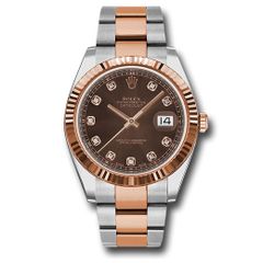 Đồng hồ Rolex Steel & Everose Rolesor Datejust Fluted Bezel Chocolate Diamond Dial Oyster Bracelet 126331 chodo 41mm