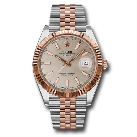 Đồng hồ Rolex Steel & Everose Rolesor Datejust Fluted Bezel Sundust Index Dial Jubilee Bracelet 126331 suij 41mm