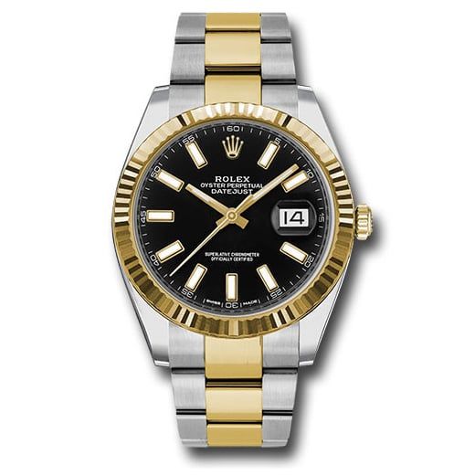 Đồng hồ Rolex Steel & Yellow Gold Rolesor Datejust Fluted Bezel Black Index Dial Oyster Bracelet 126333 bkio 41mm