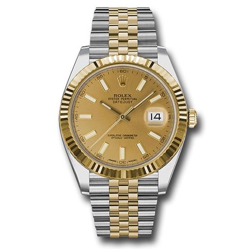Đồng hồ Rolex Steel & Yellow Gold Rolesor Datejust Fluted Bezel Champagne Index Dial Jubilee Bracelet 126333 chij 41mm