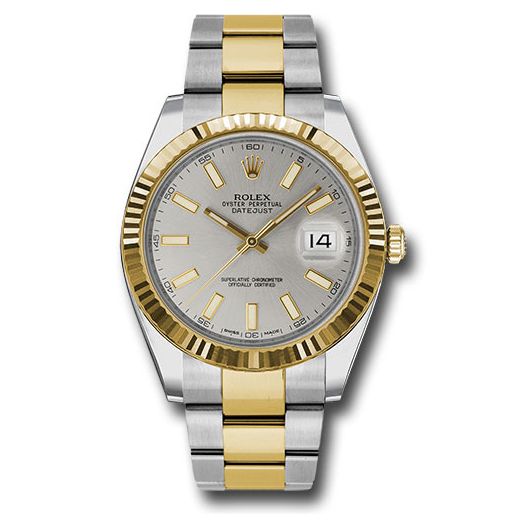 Đồng hồ Rolex Steel & Yellow Gold Rolesor Datejust Fluted Bezel Silver Index Dial Oyster Bracelet 126333 sio 41mm