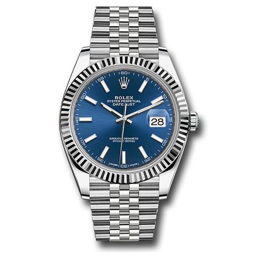 Đồng hồ Rolex Steel & White Gold Rolesor Datejust Fluted Bezel Blue Index Dial Jubilee Bracelet 126334 Blij 41mm
