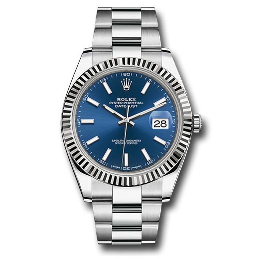 Đồng hồ Rolex Steel & White Gold Rolesor Datejust Fluted Bezel Blue Index Dial Oyster Bracelet 126334 Blio 41mm