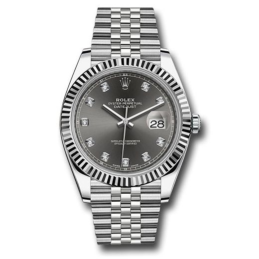 Đồng hồ Rolex Steel & White Gold Rolesor Datejust Fluted Bezel Dark Rhodium Diamond Dial Jubilee Bracelet 126334 dkrdj 41mm