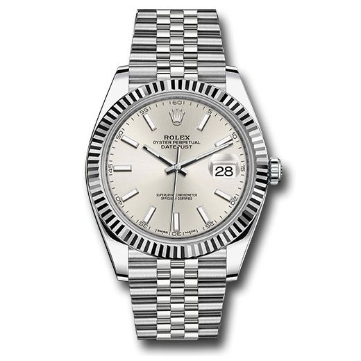 Đồng hồ Rolex Steel & White Gold Rolesor Datejust Fluted Bezel Silver Index Dial Jubilee Bracelet 126334 sij 41mm