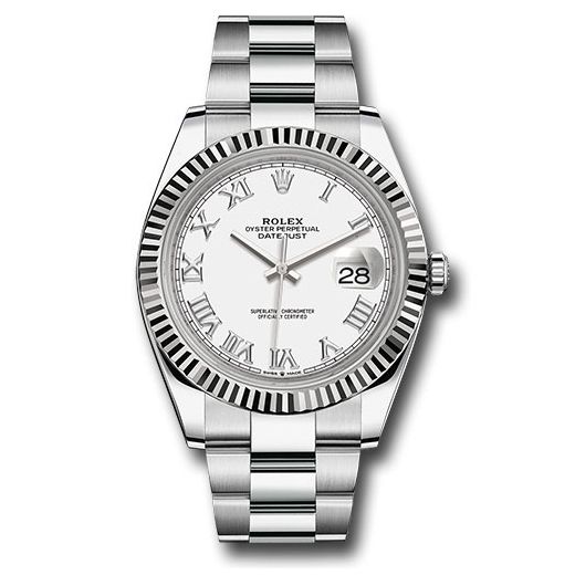 Đồng hồ Rolex Steel & White Gold Rolesor Datejust Fluted Bezel White Roman Dial Oyster Bracelet 126334 wro 41mm