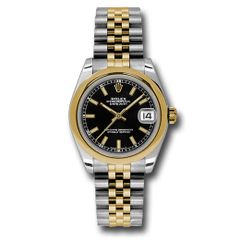 Đồng hồ Rolex Steel & Yellow Gold Datejust Domed Bezel Black Index Dial Jubilee Bracelet 178243 bkij 31mm