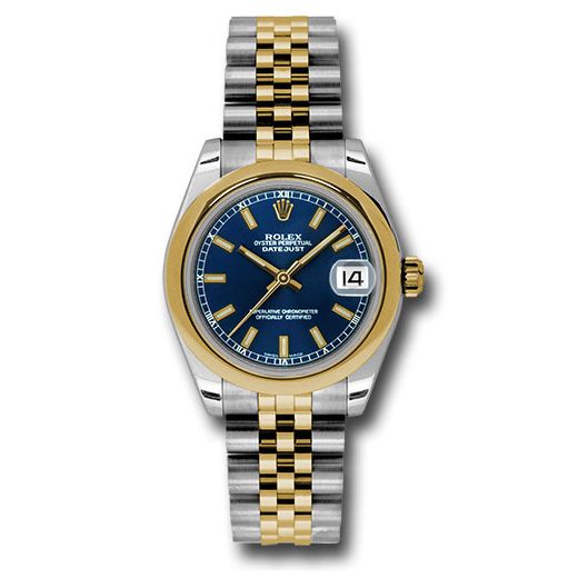 Đồng hồ Rolex Steel & Yellow Gold Datejust Domed Bezel Blue Index Dial Jubilee Bracelet 178243 Blij 31mm