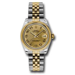 Đồng hồ Rolex Steel & Yellow Gold Datejust Domed Bezel Champagne Concentric Circle Arabic Dial Jubilee Bracelet 178243 chcaj 31mm