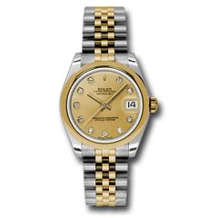 Đồng hồ Rolex Steel & Yellow Gold Datejust Domed Bezel Champagne Diamond Dial Jubilee Bracelet 178243 chdj 31mm