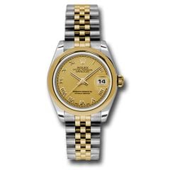 Đồng hồ Rolex Steel & Yellow Gold Datejust Domed Bezel Champagne Roman Dial Jubilee Bracelet 178243 chrj 31mm