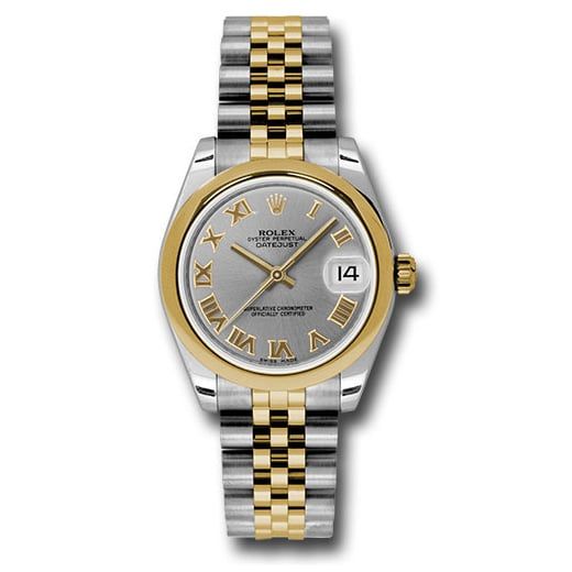 Đồng hồ Rolex Steel & Yellow Gold Datejust Domed Bezel Slate Grey Roman Dial Jubilee Bracelet 178243 grj 31mm