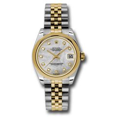 Đồng hồ Rolex Steel & Yellow Gold Datejust Domed Bezel Mother-Of-Pearl Diamond Dial Jubilee Bracelet 178243 mdj 31mm
