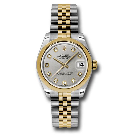 Đồng hồ Rolex Steel & Yellow Gold Datejust Domed Bezel Silver Diamond Dial Jubilee Bracelet 178243 sdj 31mm
