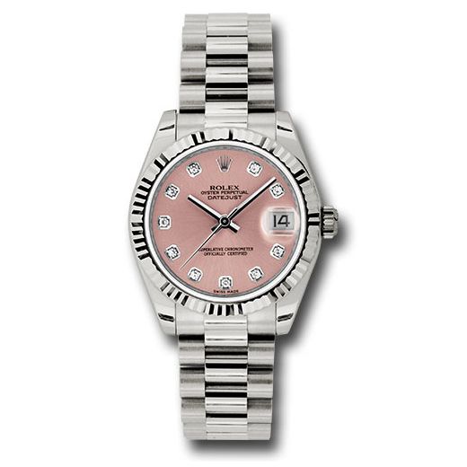 Đồng hồ Rolex White Gold Datejust Fluted Bezel Pink Diamond Dial President Bracelet 178279 pdp 31mm
