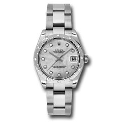 Đồng hồ Rolex Steel & White Gold Datejust 24 Diamond Bezel Mother-Of-Pearl Diamond Dial Oyster Bracelet 178344 mdo 31mm