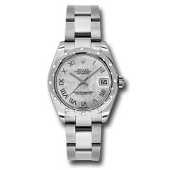 Đồng hồ Rolex Steel & White Gold Datejust 24 Diamond Bezel Mother-Of-Pearl Roman Dial Oyster Bracelet 178344 mro 31mm