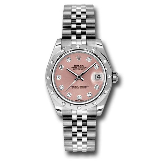 Đồng hồ Rolex Steel & White Gold Datejust 24 Diamond Bezel Pink Diamond Dial Jubilee Bracelet 178344 pdj 31mm