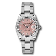 Đồng hồ Rolex Steel & White Gold Datejust 24 Diamond Bezel Pink Diamond Dial Oyster Bracelet 178344 pdo 31mm