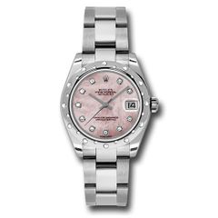 Đồng hồ Rolex Steel & White Gold Datejust 24 Diamond Bezel Pink Mother-Of-Pearl Diamond Dial Oyster Bracelet 178344 pmdo 31mm
