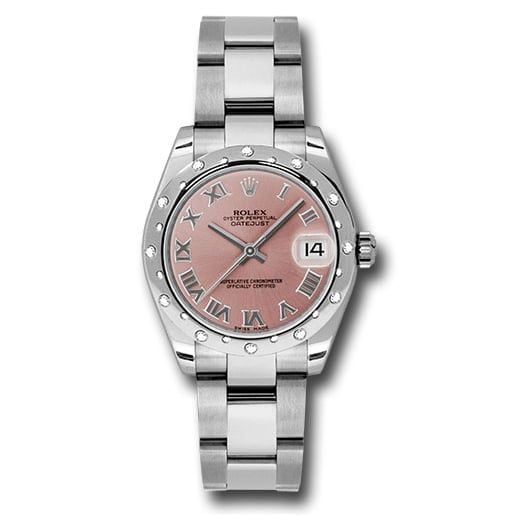 Đồng hồ Rolex Steel & White Gold Datejust 24 Diamond Bezel Pink Roman Dial Oyster Bracelet 178344 pro 31mm