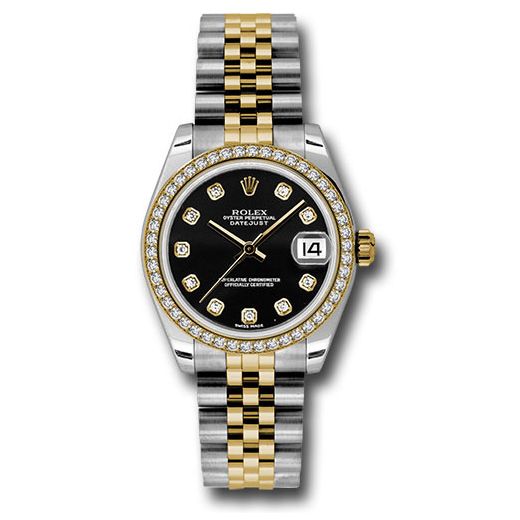 Đồng hồ Rolex Steel & Yellow Gold Datejust 46 Diamond Bezel Black Diamond Dial Jubilee Bracelet 178383 bkdj 31mm