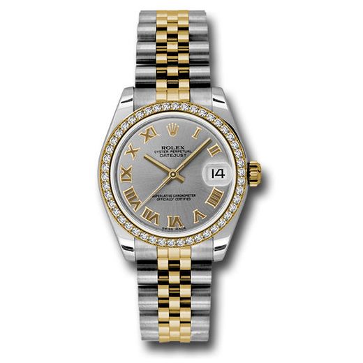 Đồng hồ Rolex Steel & Yellow Gold Datejust 46 Diamond Bezel Grey Roman Dial Jubilee Bracelet 178383 grj 31mm
