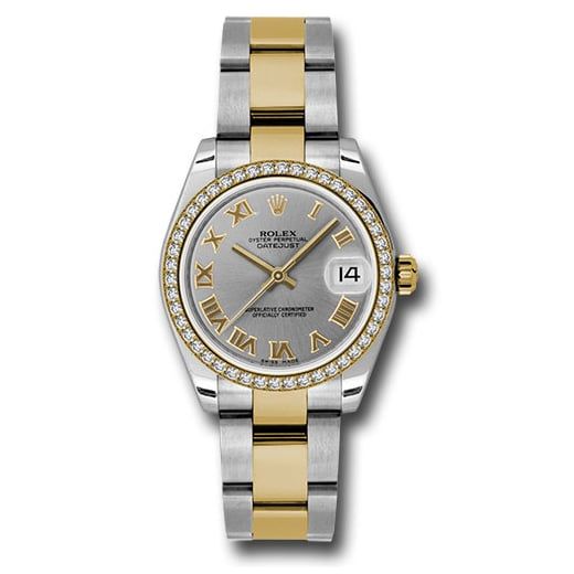 Đồng hồ Rolex Steel & Yellow Gold Datejust 46 Diamond Bezel Grey Roman Dial Oyster Bracelet 178383 gro 31mm