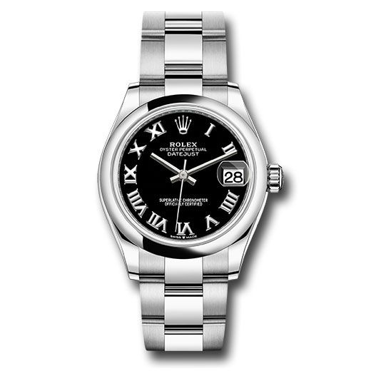 Đồng hồ Rolex Steel & White Gold Datejust Domed Bezel Black Roman Dial Oyster Bracelet 278240 bkro 31mm